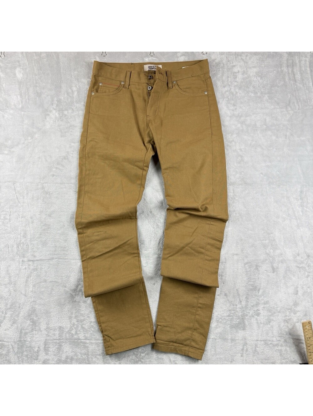 Naked & Famous Denim Men’s Duck Canvas Selvedge Pants Brown Size 31 Button Fly